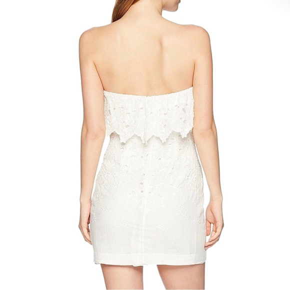 NEW FREE PEOPLE IVORY COTTON STRAPLESS MINI DRESS - Picture 5 of 7